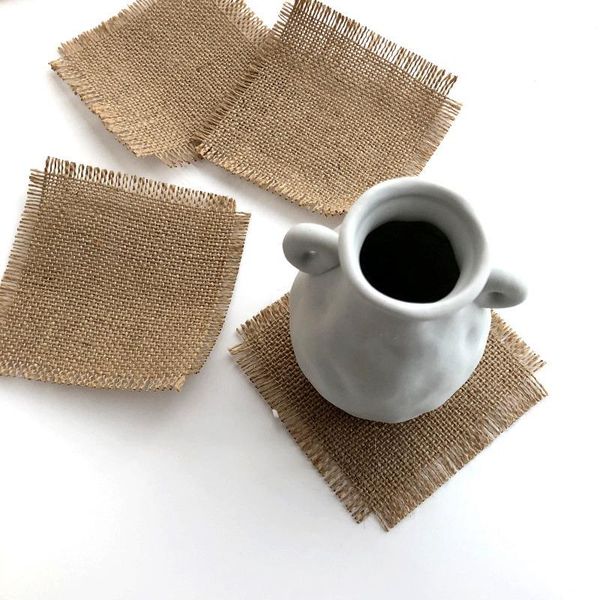 

mats & pads flax cup pad non-slip placemat durable table heat resistant coasters braided macrame bowl po props