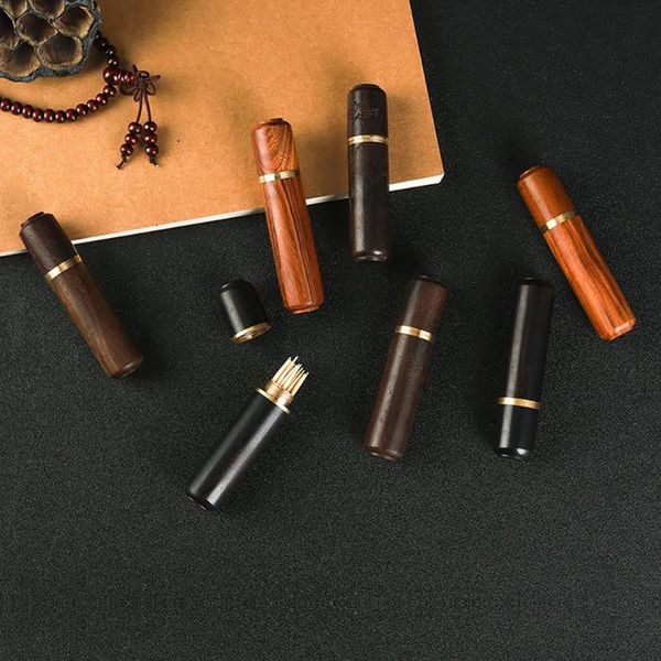 

portable wooden toothpick box holder pocket storage toothpick dispenser bucket