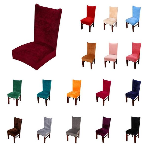

stretch velvet fabric dining room wedding kitchen home short chair seat covers, gray