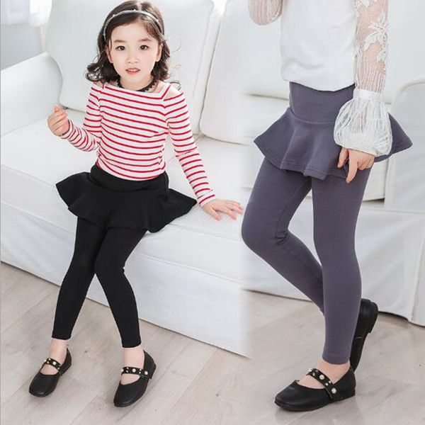 

2021 new arrival spring baby cute kids pants cotton faux 2pcs with skirt dancewear teenager girls leggings obla, Blue