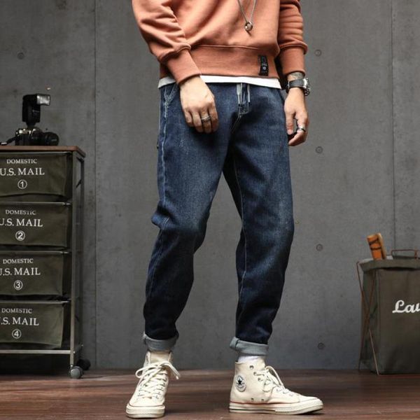 

fashion brand blue washed casual jeans men's slim legged pants retro casual pants autumn and winter men's denim trousers