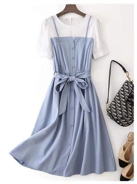 

women's swimwear 2021 lace sleeve closed waist a word fake two show thin chiffon dress female, White;black