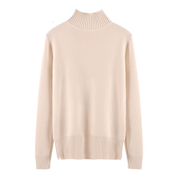 

2021 new korean style loose women pullover casual half turtleneck long sleeve knit female jumpers solid basic sweater wkui, White;black
