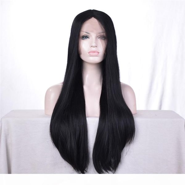 

kabell african american fashion wigs lace front wigs black 1# straight hair mixed long hair lace front wigs black white female wig, Black;brown