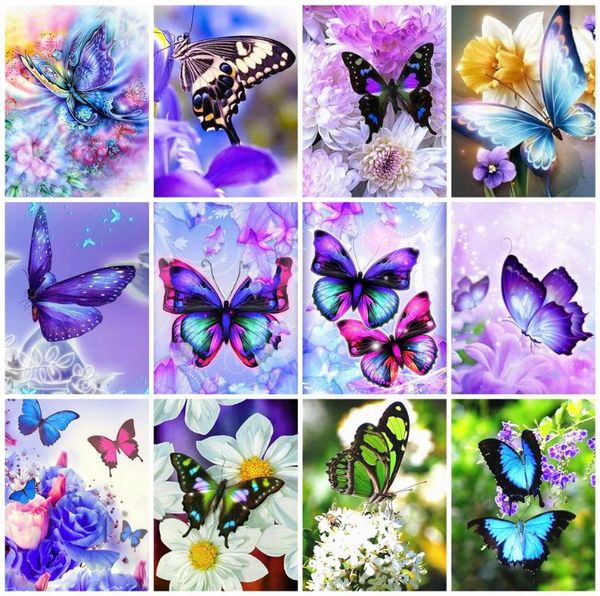 

diamond painting huacan arrival 5d full square butterfly flower embroidery mosaic art kits home decoration