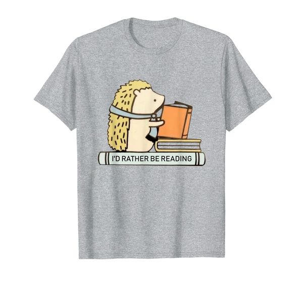

i'd rather be reading shirt tee hedgehog for fans of books, White;black