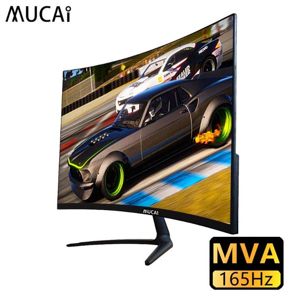 

monitors mucai 24 inch curved pc monitor computer desk144hz mva screen 165hz hd ultra thin gaming lcd display /dp