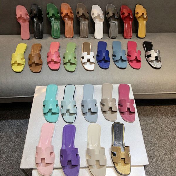 

h slippers women summer 2021 new versatile color matching leather one line wear flat bottomed beach sandals for tourism x6px zlh, Black