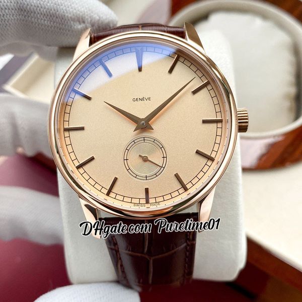 

42mm traditionnelle a21j automatic mens watch rose gold white dial stick markers brown leather strap watches 5 styles puretime01 e158b2, Slivery;brown