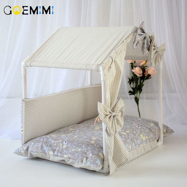

detachable dog house pet bed tent cat kennel indoor bow design puppy mat pet house sofa sleeping bag winter nest kennel for cats y1627060