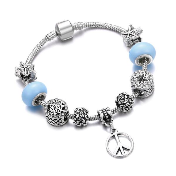

charm bracelets women silver bracelet shining glass beads snake chain bracelets&bangles cute bee fish bicycle pendant gifts for girlfriend, Golden;silver