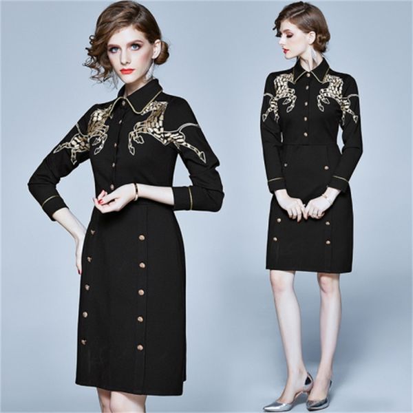 

dressed embroidered for korean women in luxury long sleeves of the office as noche ladies rkeb, Black;gray