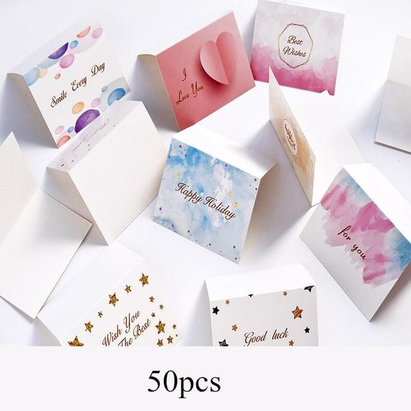 

greeting cards 50 pc watercolor folding message card valentine's day year postcard birthday gift