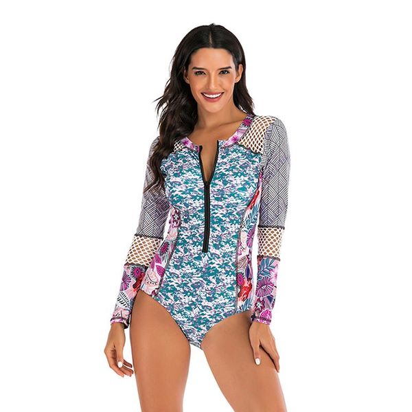 

one-piece suits women's swimsuit hollow out mesh one piece swimwear zipper beachwear high waist biquini brazilian swimming suit female