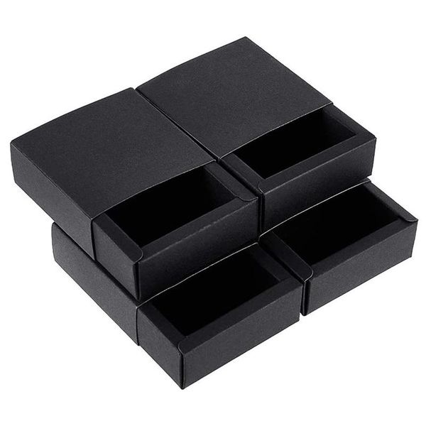 

20pcs costume jewelry kraft paper drawer box holiday gift packaging box soap jewelry candy wedding party gift box-black