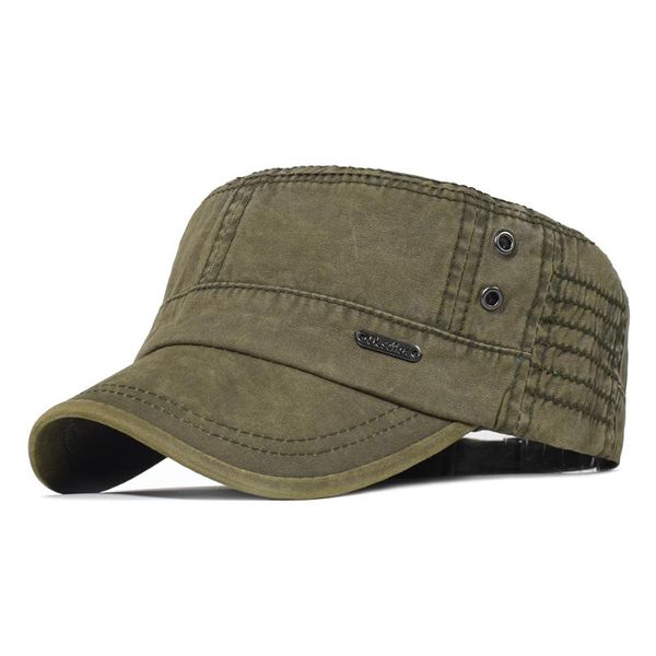 

wide brim hats washed cotton military caps men cadet army cap unique design vintage flat hat, Blue;gray