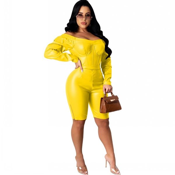 

plutonium zipper women's playsuit slash neck complete autumn solid fashion street leather jumpsuit 3e34, Gray