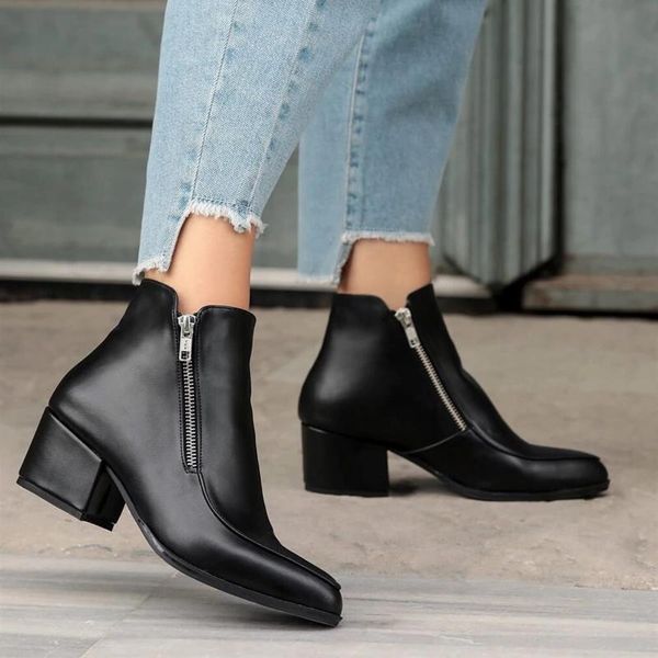 

boots sandra black women 2021 fashion platform pump winter spring shoe motorcycle ankle botas mujer