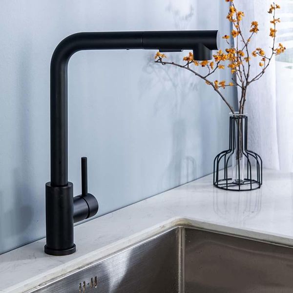 

bathroom sink faucets matte black stainless steel faucet for kitchen single lever pull out spring spout mixers tap cold water