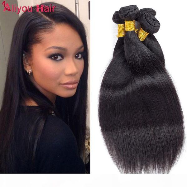 

mink brazilian straight virgin hair bundle deals unprocessed peruvian malaysian hair extensions silk soft straight human hair bundles, Black