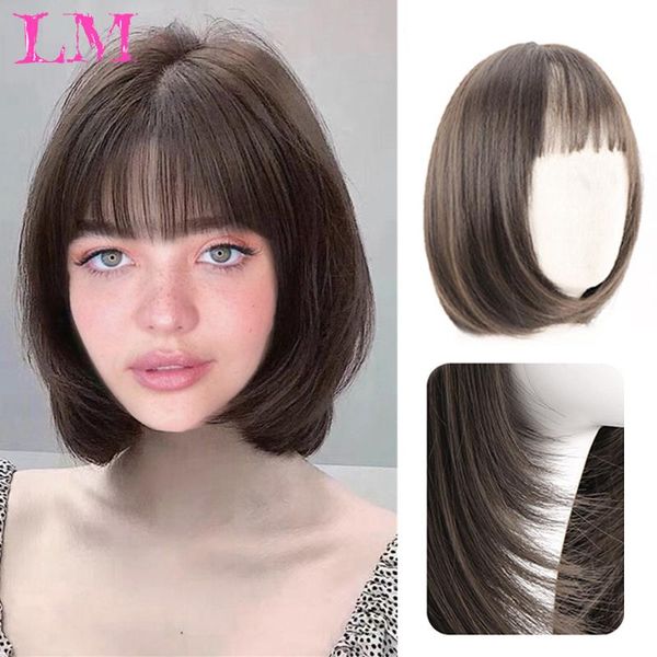 

synthetic wigs lm bangs straight short hair bob malaysian natural color, Black