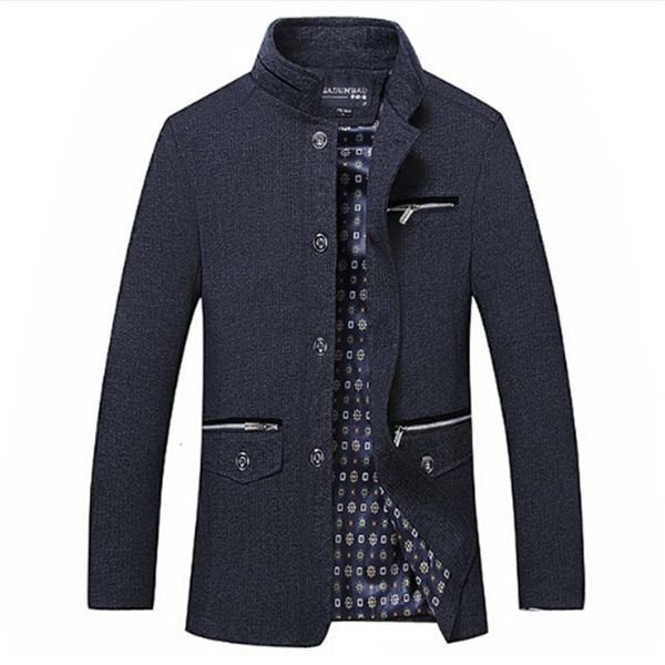 

men's blends single breasted designer fashion stand collar business casual wool coat for men jt0v, Black