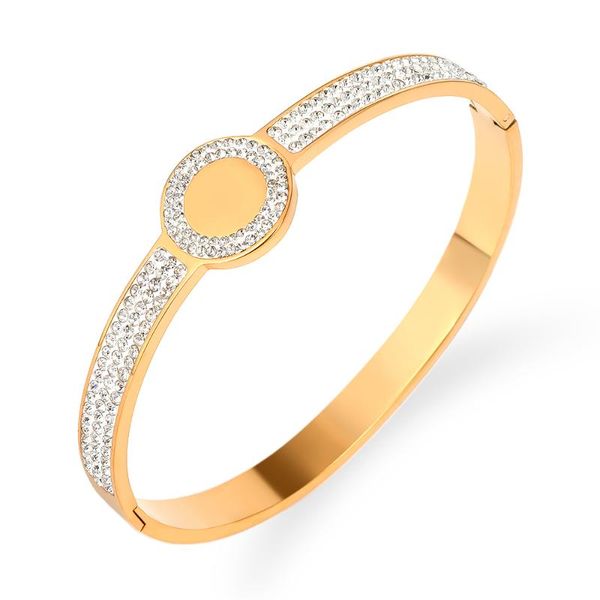 

bangle 2021 women stainless steel rose gold forever love locket crystals bangles wedding jewelry charm bracelet, Black