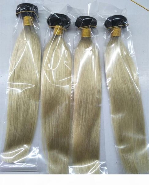 

ombre brazilian hair weft virgin human hair weaves t1b 613 blonde two tone unprocessed peruvain indian mongolian hair extensions, Black