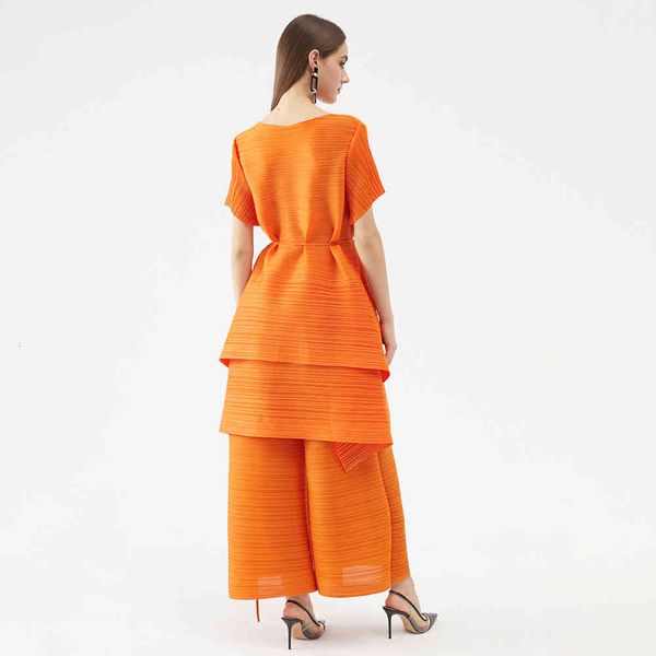 

women's jackets 2021 pleated summer new aesthetic two piece set women belt dress loose harem pant high fashion designer plus size, Black;brown