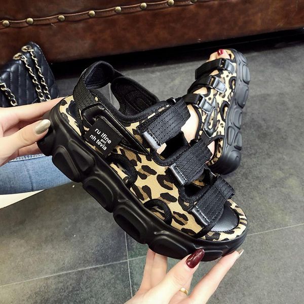 

sandals 2021 summer platform women open toe vacation beach sandales rome shoes woman sport ladies zapatos de mujer, Black