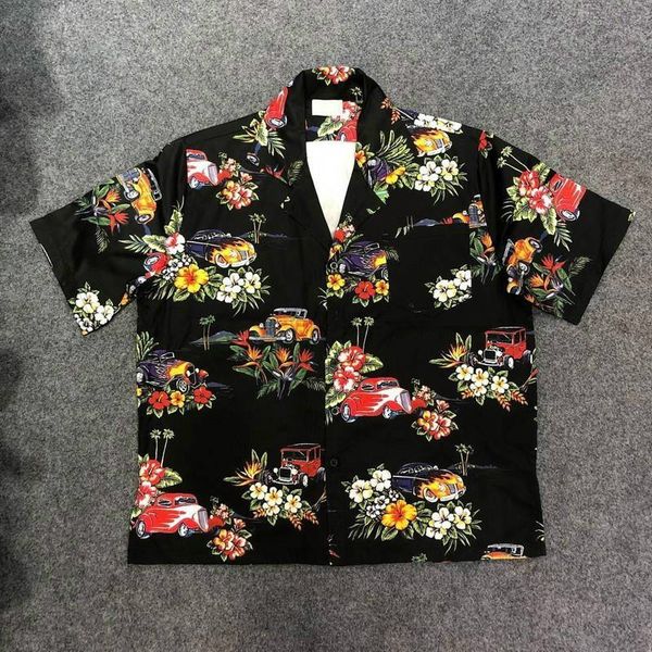 Moda-verão manga curta r férias t camisa havaiana flor impressão homens verão praia vintage casual253y