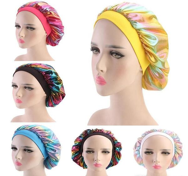 

muslim women wide stretch breathable bandana night sleeping turban hat headwrap bonnet chemo cap hair accessories, Blue;gray