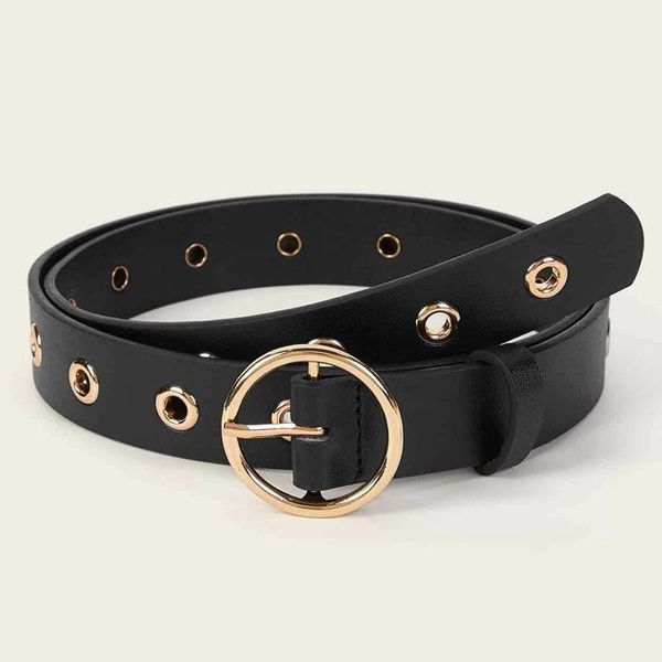 

belts 2021 ladies round gold metal buckle belt female punk leather waist band strap for women pants jeans wholesale, Black;brown