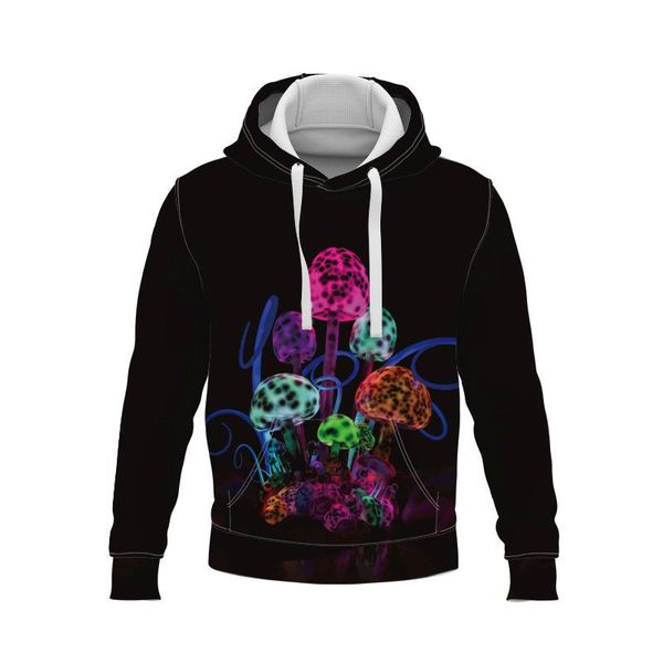 

men's hoodies & sweatshirts fashion plant landscape 3d printing long-sleeved and women's pullover hoodie youth trend leisure sport, Black