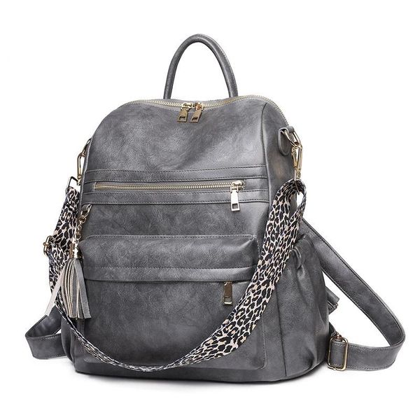 

backpack style ladies solid travel student book pu leather fashion backpacks bag 2021 women buasiness casual large school bags