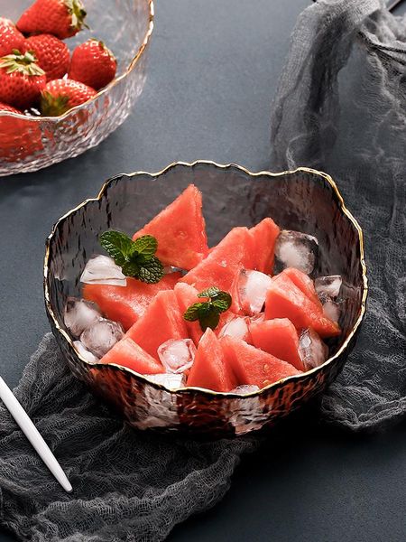 

bowls salad bowl golden edge home decor tableware glass sala soup noodle rice