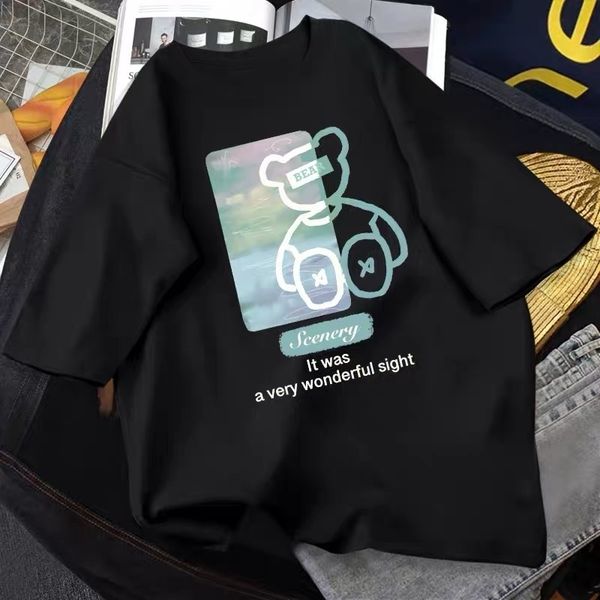 

1women's summer cotton short sleeve t-shirt women's round neck versatile loose size trendy half sleeve t-shirt2021, White;black