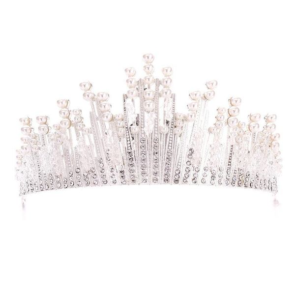 

bridal wedding crown silver color pearl crystal crown headdress bridal hair accessories wedding crown hair jewelry jlluct
