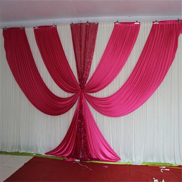 

party decoration 3mx6m wedding backdrop swag curtain celebration stage performance background drape with middle beads sequins edge