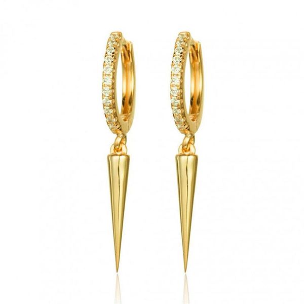 

dangle & chandelier geometric spike drop ear buckle real 925 silver earrings punk gold color hoop for women jewelry 2021