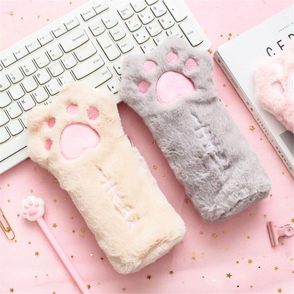 

pencil bags cut cat bag soft plush kawaii makeup pouch large capacity case pen holder stationery organizer school supplies