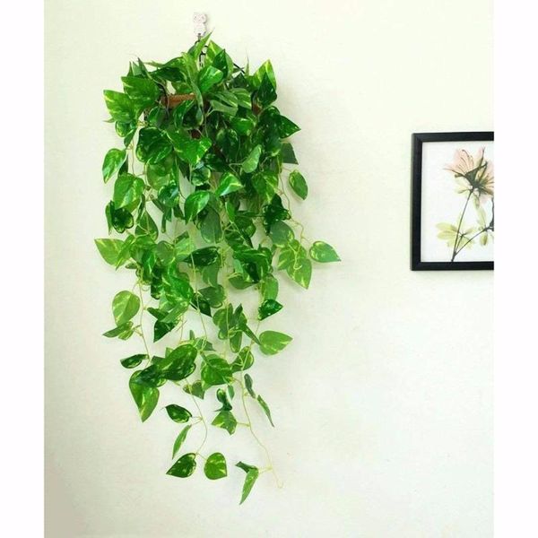 

in stock artificial green plant vines wall hanging rattan leaves branches outdoor garden home decoration plastic fake silk leaf