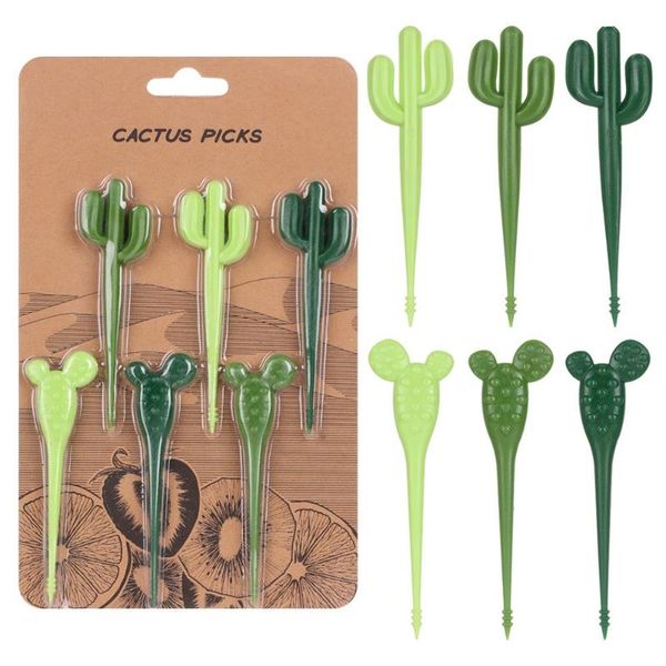 

forks 6 pcs family party salad kitchen & dining fruit fork toothpicks children's tableware cactus reusable