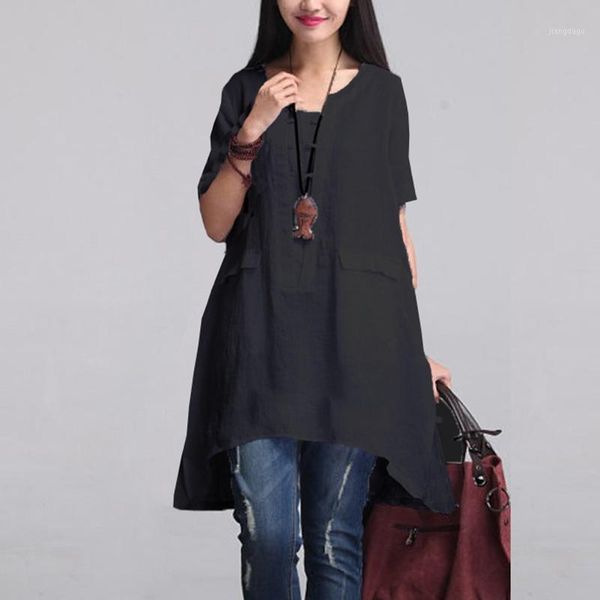 

solid blouse shirt women harajuku women's clothing camisetas 2021 pockets ladies clothes loose tees comfortable pullover blouses & shi, White