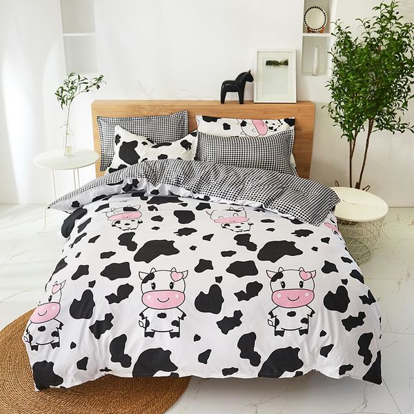 

usa russian cartoon kids bedding sets happy cow  king duvet cover pillowcase sets 2-3pcs bedclothes 200x200cm size c0223