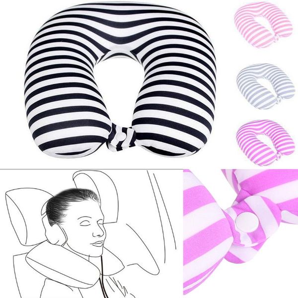 

pillow u shaped slow rebound memory foam stripe transfer printing neck office flight car massage travel cushion