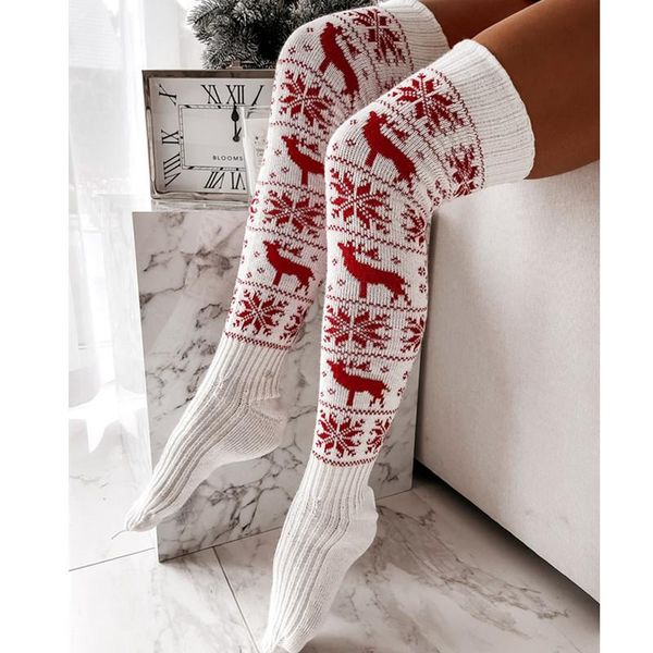 

socks & hosiery christmas stockings women's long knitted for girls ladies women winter knit thigh high over the knee, Black;white