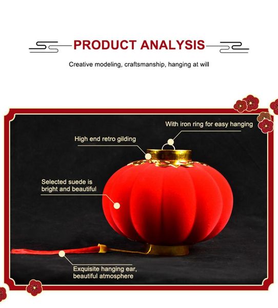 

flocking small lantern pendant chinese traditional red color new year party hanging ornament