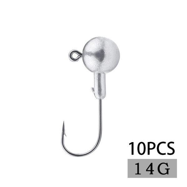

fishing hooks 10pcs/lot 14g winter sea connector barbed lead jig head hook set jighead tool for soft bait
