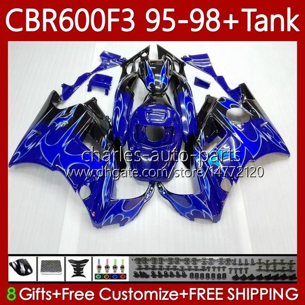 Carrozzeria + serbatoio per HONDA CBR600 CBR 600 F3 FS CC 600F3 95-98 Carrozzeria 64No.6 600FS Blue Flames 600CC CBR600F3 95 96 97 98 CBR600-F3 CBR600FS 1995 1996 1997 1998 Kit carenatura